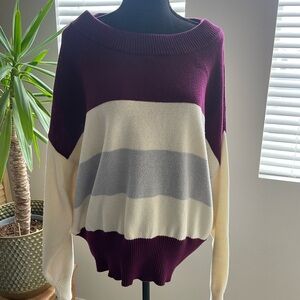 Lucky Brand Women's Colorblock Sweater - Burgundy, Gray, and Cream